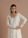 Cream Mirror Kurta Pant Set.