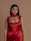 The Aaryamani Red Gaji Silk Set.
