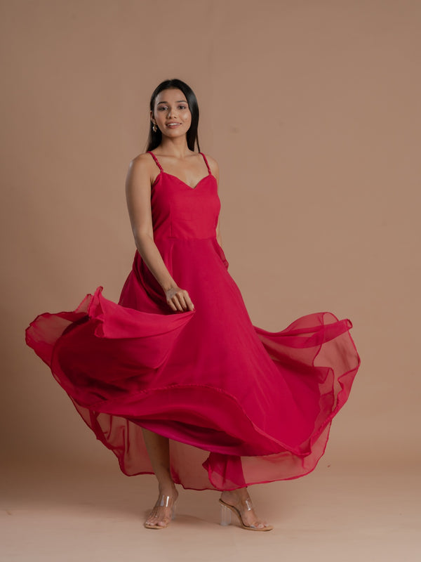 Buy Raspberry Long One Piece Dress online at best price – Meeshara