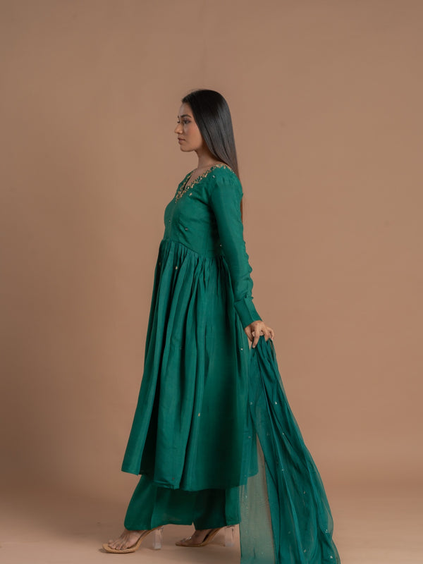slim fit dress slacks Mint Green Anarkali Dress For Wedding – Gunj Fashion main image 1