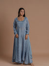 Subdued Blue Flared Anarkali.