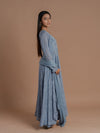 Subdued Blue Flared Anarkali.