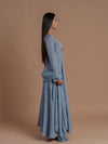 Subdued Blue Flared Anarkali.
