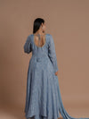 Subdued Blue Flared Anarkali.