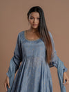 Subdued Blue Flared Anarkali.