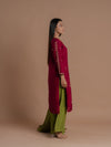 Women Kurta Pant Set With Dupatta-Magenta & Green, Ethnic & Wedding Wear