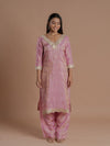 PINK TISSUE SILK KURTA SET