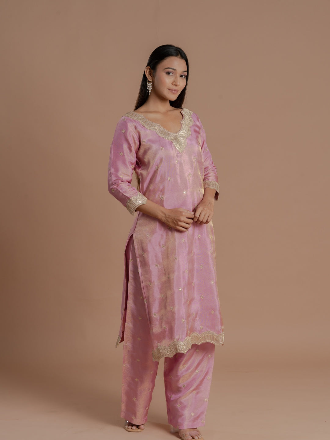   PINK  SILK KURTA SET    – Meeshara